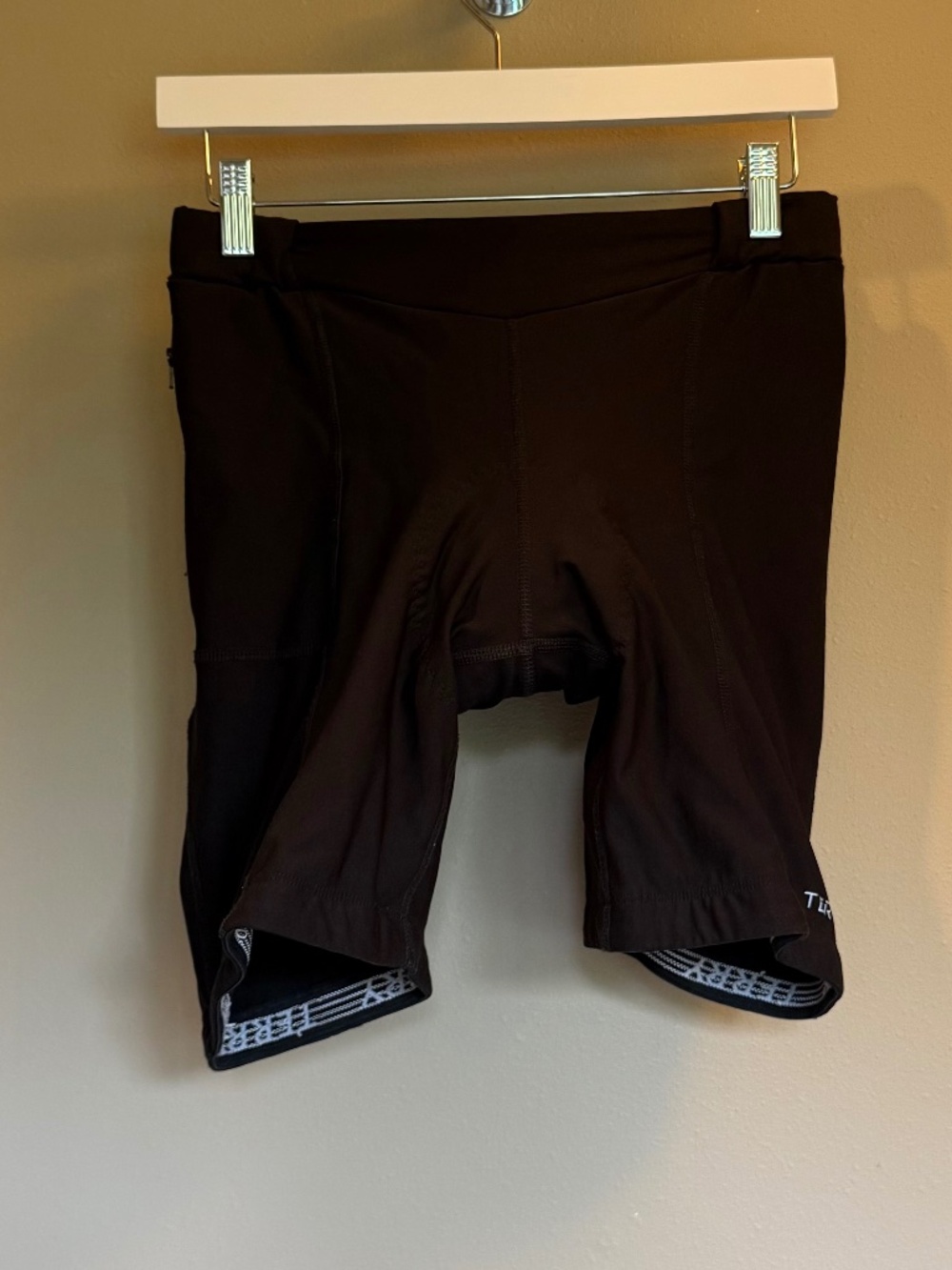 Terry Padded Cycling Shorts with Zip Pocket, Black, Size L